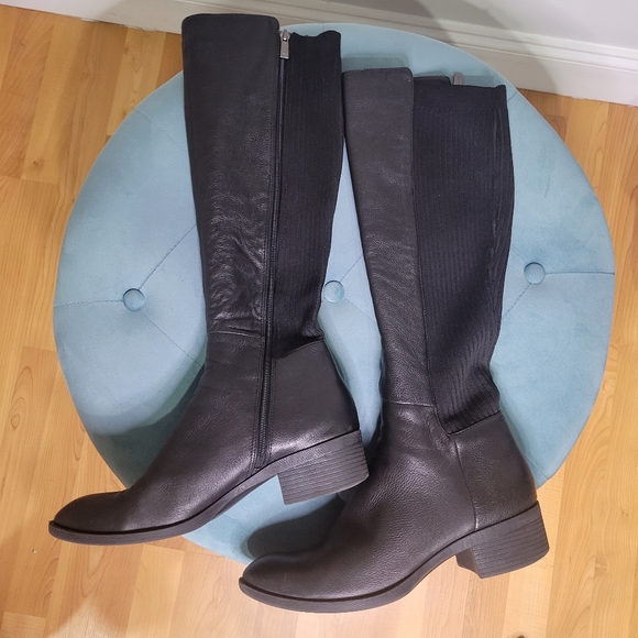 Kenneth Cole  Levon Black Leather Tall Riding Boots Size 10 - Picture 2 of 16